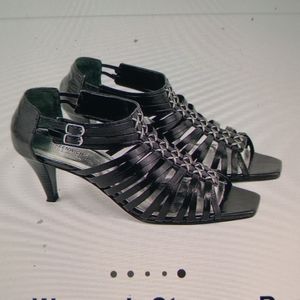 Grenwich Village Black Strappy Heel Sandals, sz 7.5
